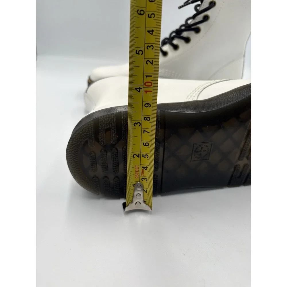 Dr. Martens Patent Leather Combat Lace-Up Ankle Boots White/Black Men 7